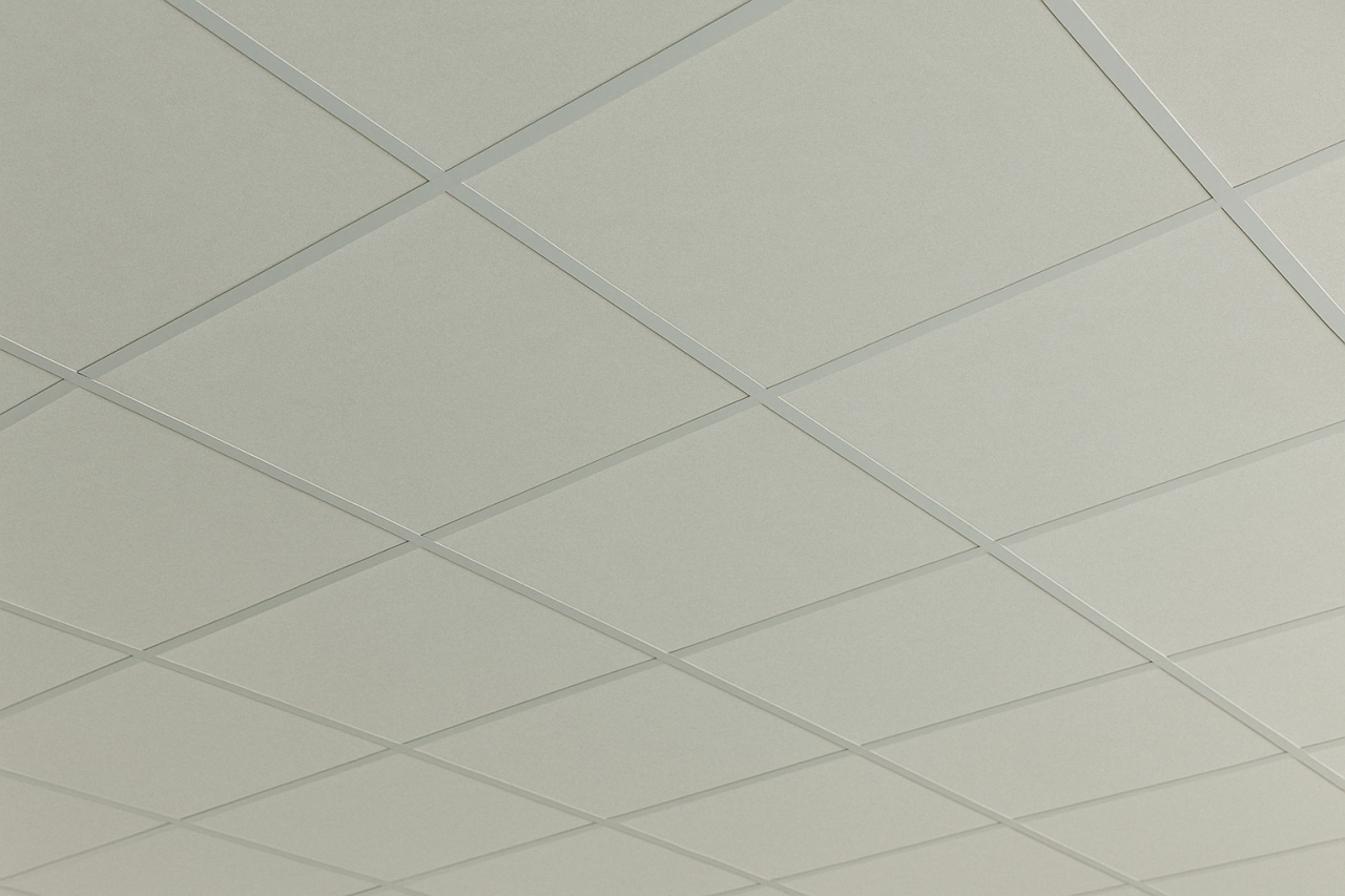 A square acoustic panel with a rough texture and crisscrossing fibers, forming a grid-like pattern. The panel has a natural, raw appearance with soft, neutral tones on a clean white background.